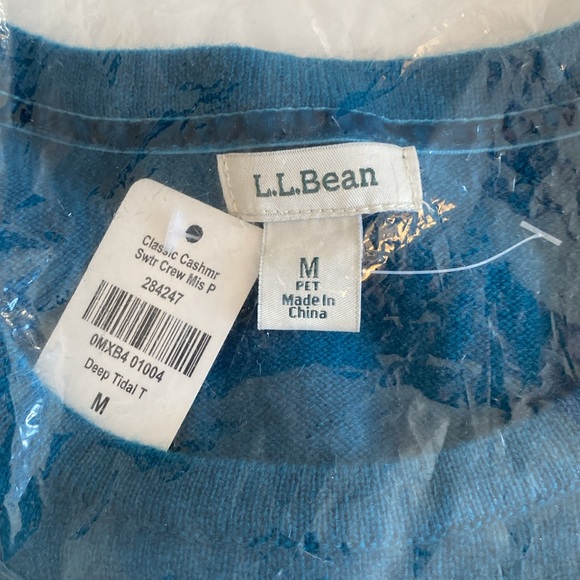 P Med LL Bean Cashmere NWT Deep Tidal T Petite Medium Sweater Long Sleeved - Picture 2 of 5